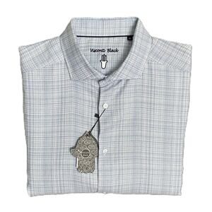 Visconti Black Men's XL Organic Cotton Long Sleeve Button Up Shirt White NEW